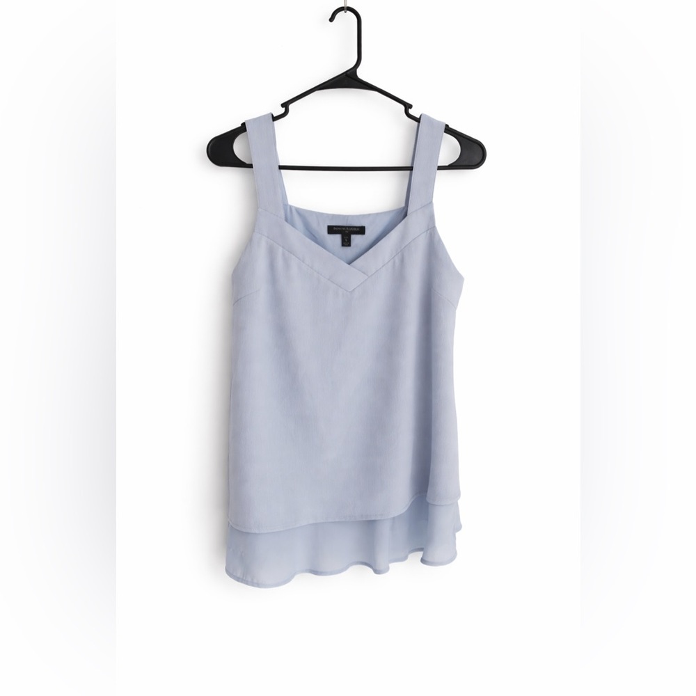 Banana Republic Petite Small Light Gray Layered Tank Blouse Flowy Top